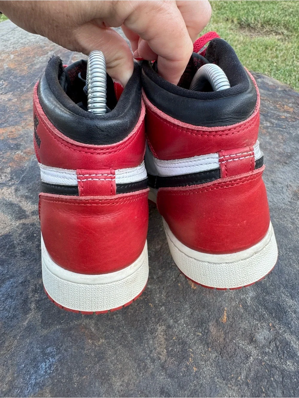 Jordan 1 Retro High OG Kids Shoes - White/Black/Red Sz 4Y FD4137-106 Basketball